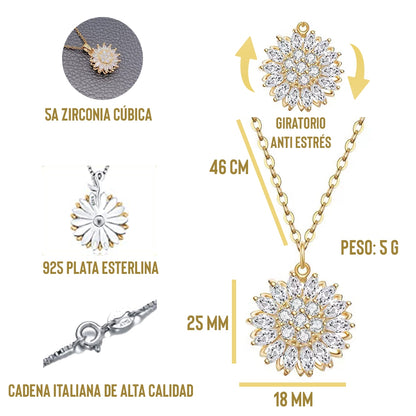 Collar Girasol Giratorio con Caja Corazón de Lujo